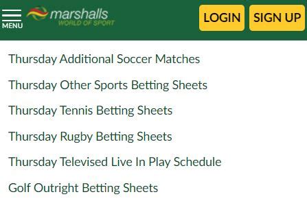 Marshall Sports Betting Fixtures